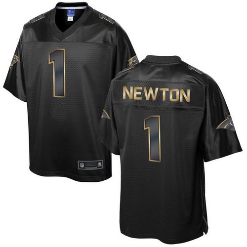 Nike Panthers #1 Cam Newton Pro Line Black Gold Collection Men's Stitched NFL Game Jersey